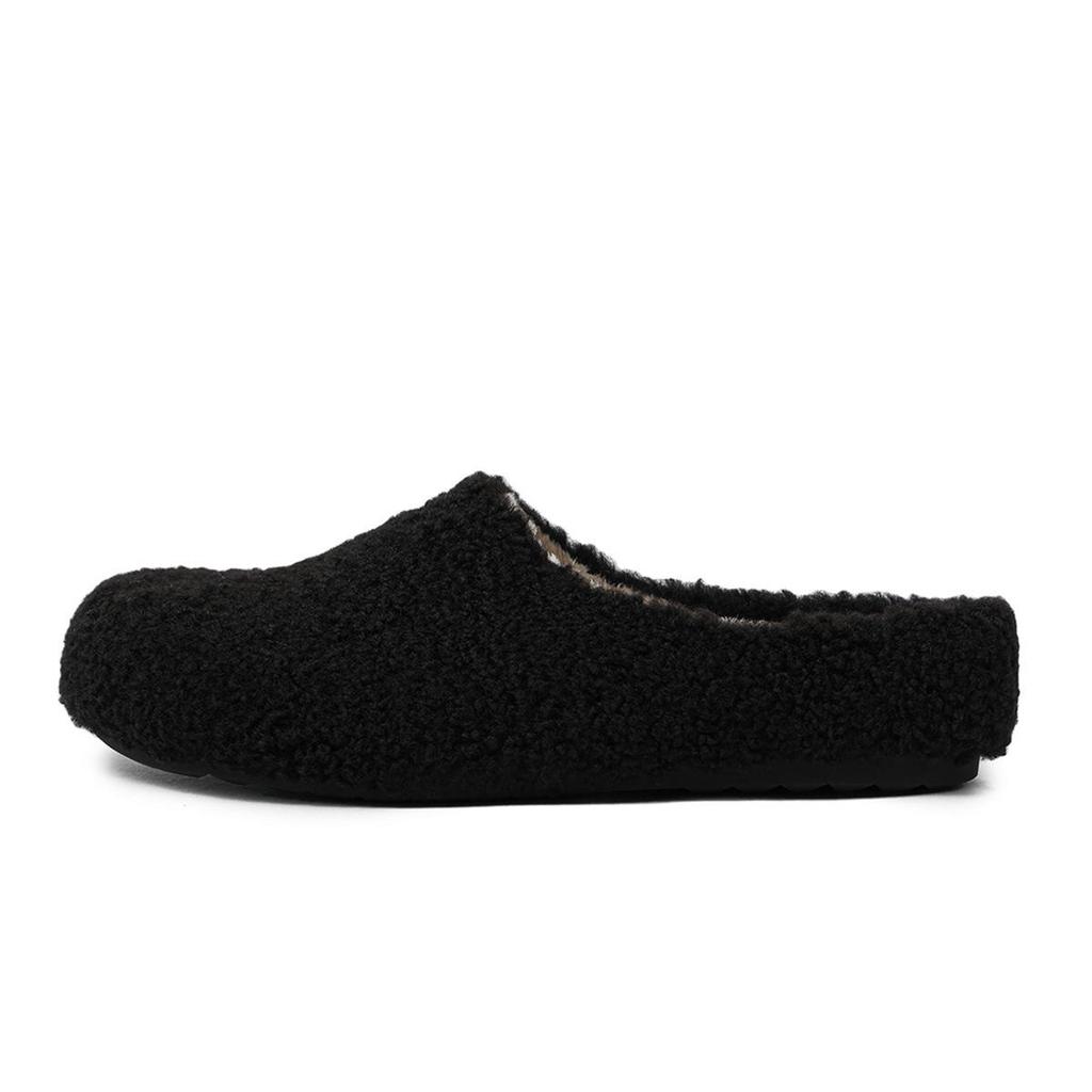 2025 Winter Women's Furry Outdoor Shoes, Velvet-Lined, Thickened, Closed-Toe Fur Slippers, Warm Lambswool Loafers