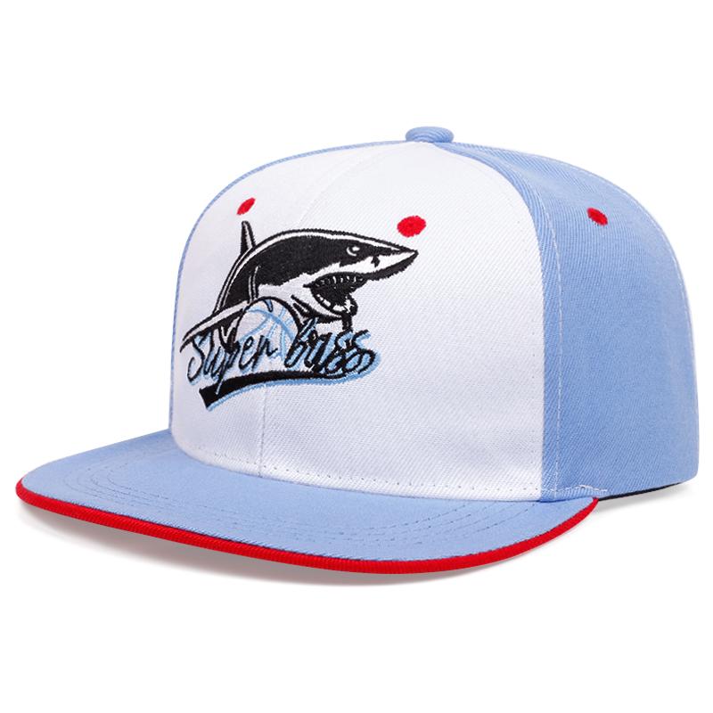 

New Shark Pattern Embroidered Blue Eaves and White Color Block Women s Fresh and Versatile Flat Edge Straight Baseball Hat Adjustable белый