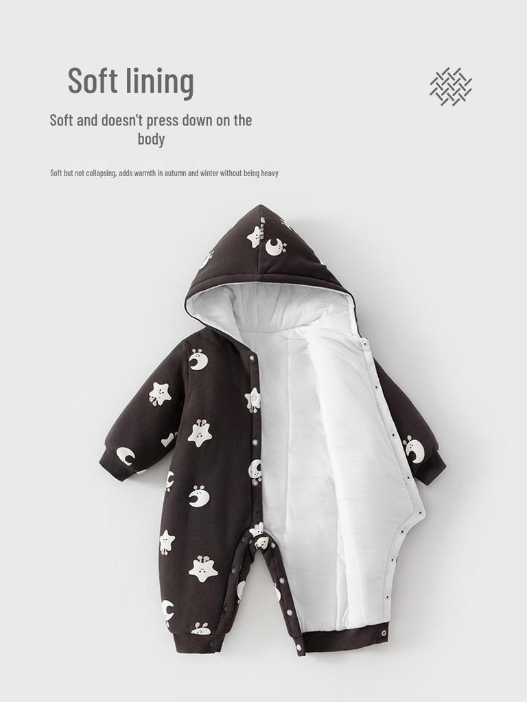 Unisex Baby Winter Padded Hooded Romper with 150g Cotton, Home & Outdoor Suit