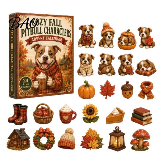 Christmas Advent Calendar 2026 Dog Calendar, 24-Day Acrylic Ornament Set with Mini Puppy Kids Gifts Figures, 2D Flat Tree Hanging Countdown