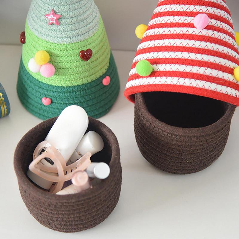 Woven Storage Box With Lid Woven Cartoon Ornament Containers Portable Storage Container Space-Saving Container Box With Lid For