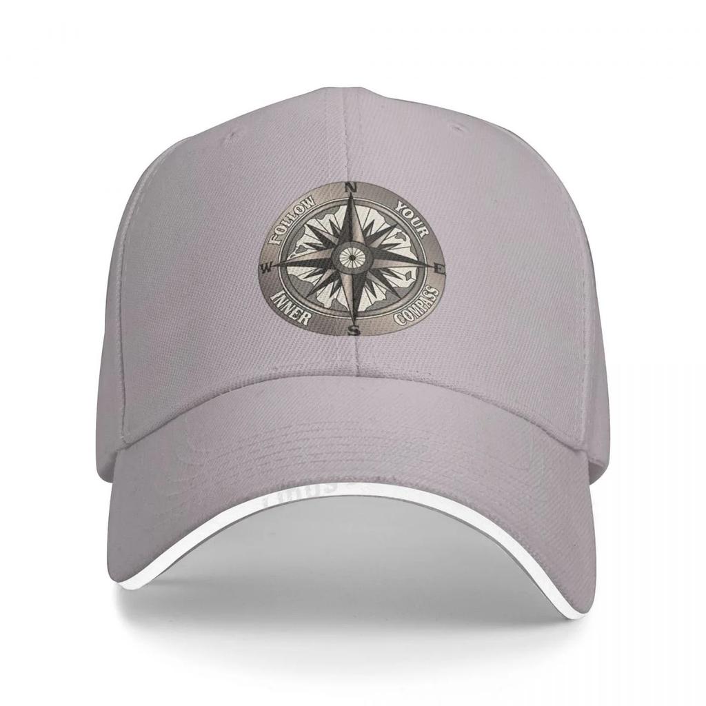 Baseballkappe mit Aufdruck „Follow Your Inner Compass“, modisch, für den Sommer, für Herren und Damen, verstellbar, mit Kompass