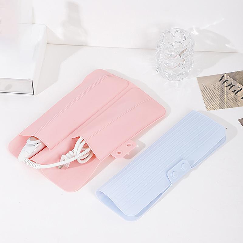 Silikon Lockenstab Abdeckung Rutschfeste Flache Lockeneisen Isolationsmatte Aufbewahrungstasche für Glätteisen Friseurwerkzeuge