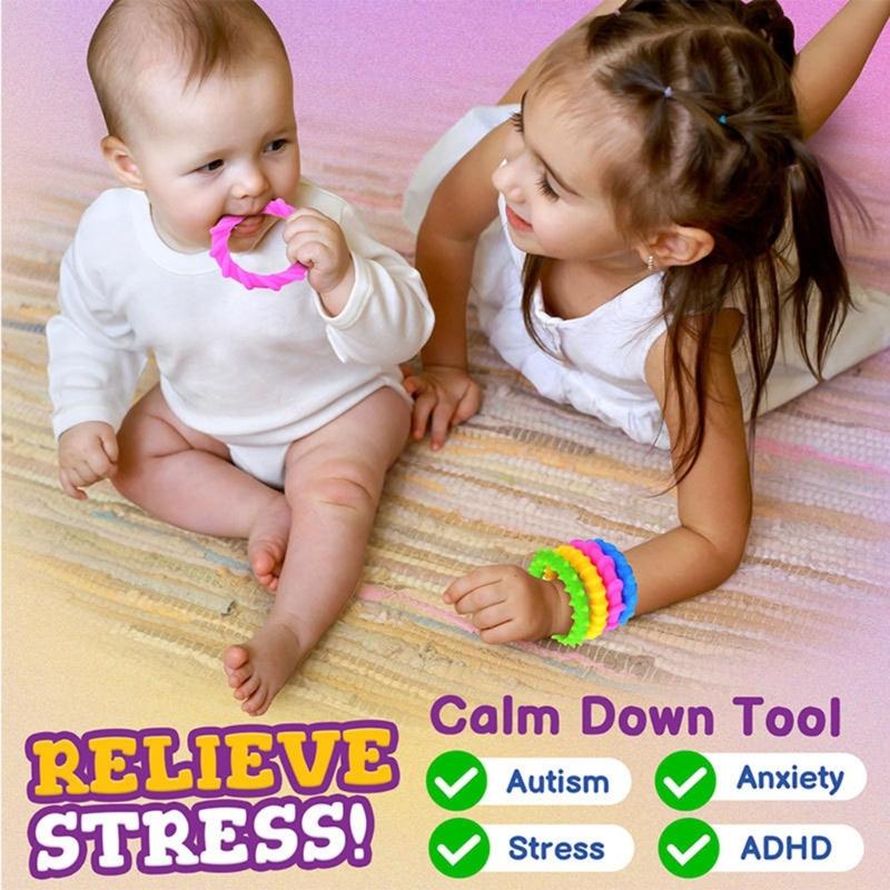 Sensory Texture Bracelets 4Pieces Calming Toy Wristband for Children and Adult with Attention Needs Antistress Accessory