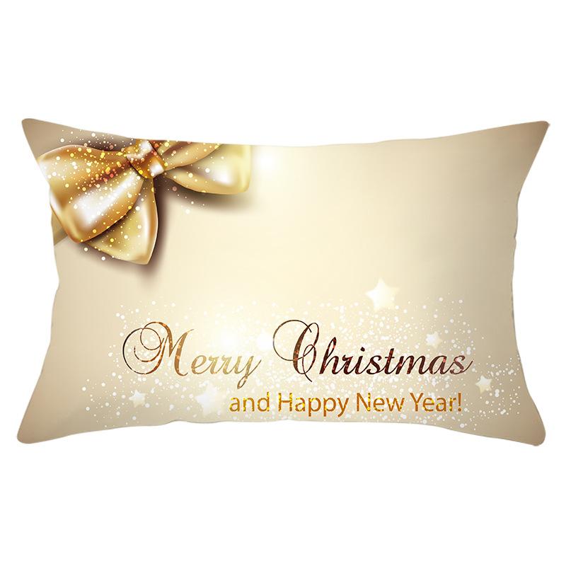New Christmas Peach Skin Waist Pillowcase Gold Series Sofa Cushion Cover Bedside Pillow Cover