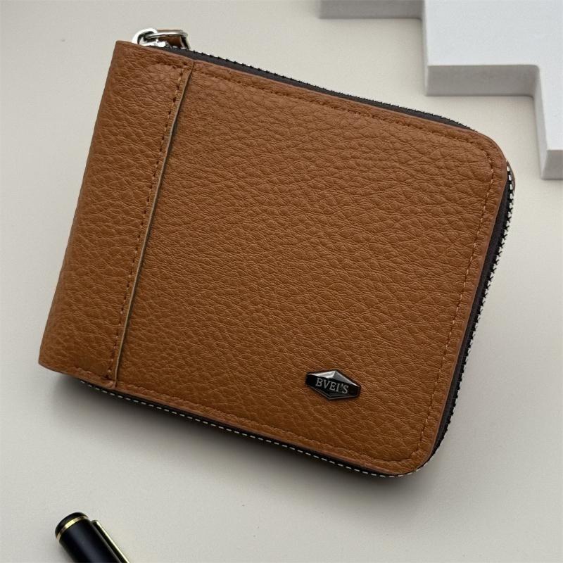 Men Zipper Wallet Bifold PU Leather Large Capacity Wallet Card Holder Coin Pocket Cash Slot Short Wallet for Men