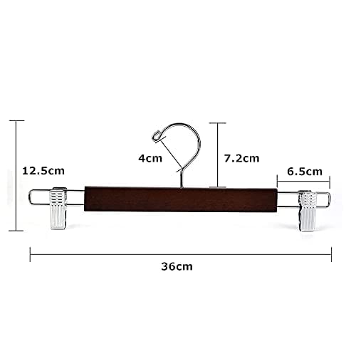 Amber Home Wooden Pants and Skirt Hangers, Set of 10, for Pants and Slacks, Shape-Retaining, Non-Slip, Adjustable, Strong Clips, Wrinkle-Resistant, Ro