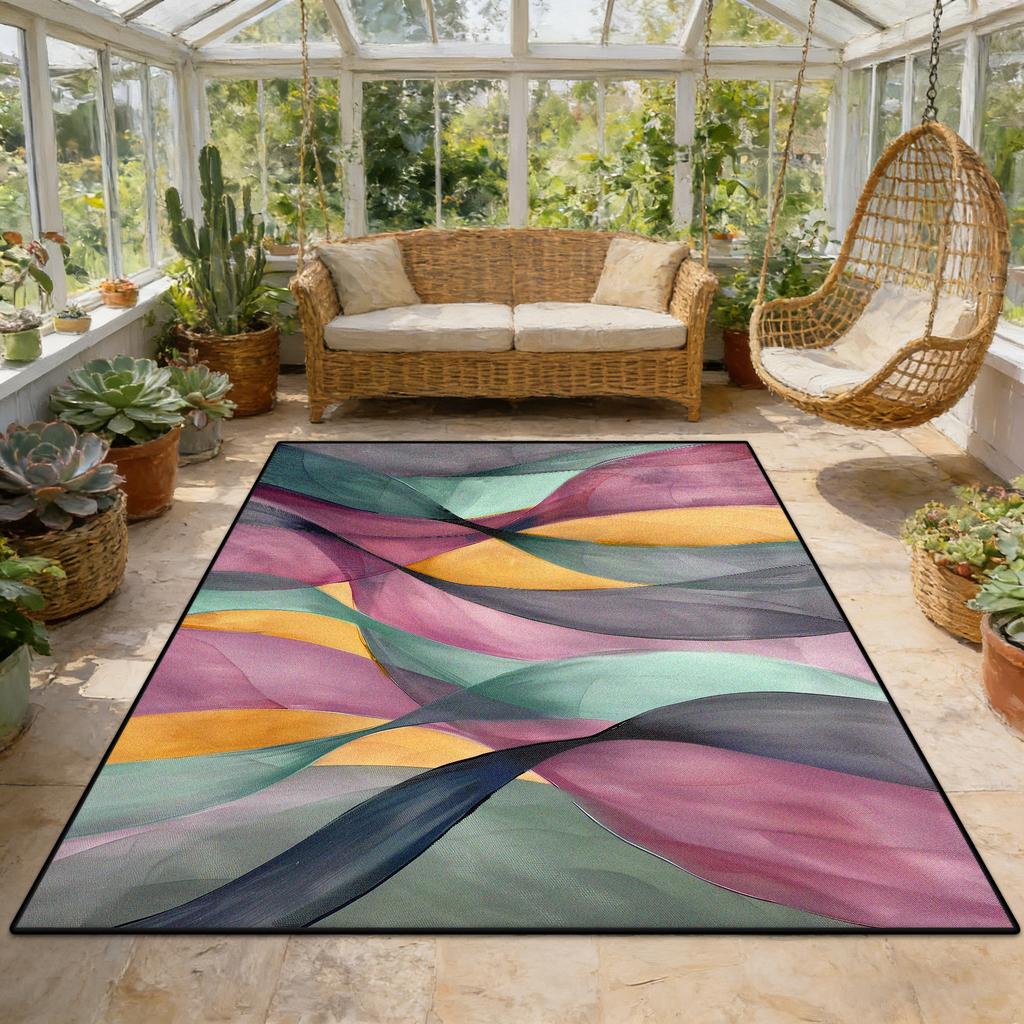 Modern Abstract Geometric Fluffy Sunroom Rug Living Room Decoration Aesthetic Antiskid Carpet Big Size Easy Clean Soft Floor Mat