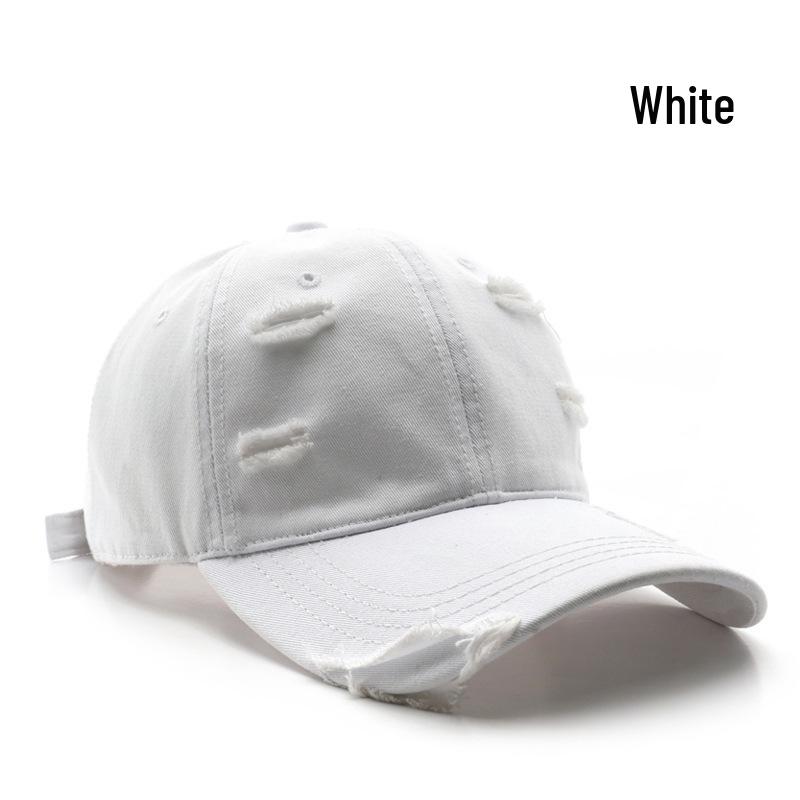 Unisex Trendy Ripped Baseball Cap: Solid Color, Washed, Sunscreen Sun Visor