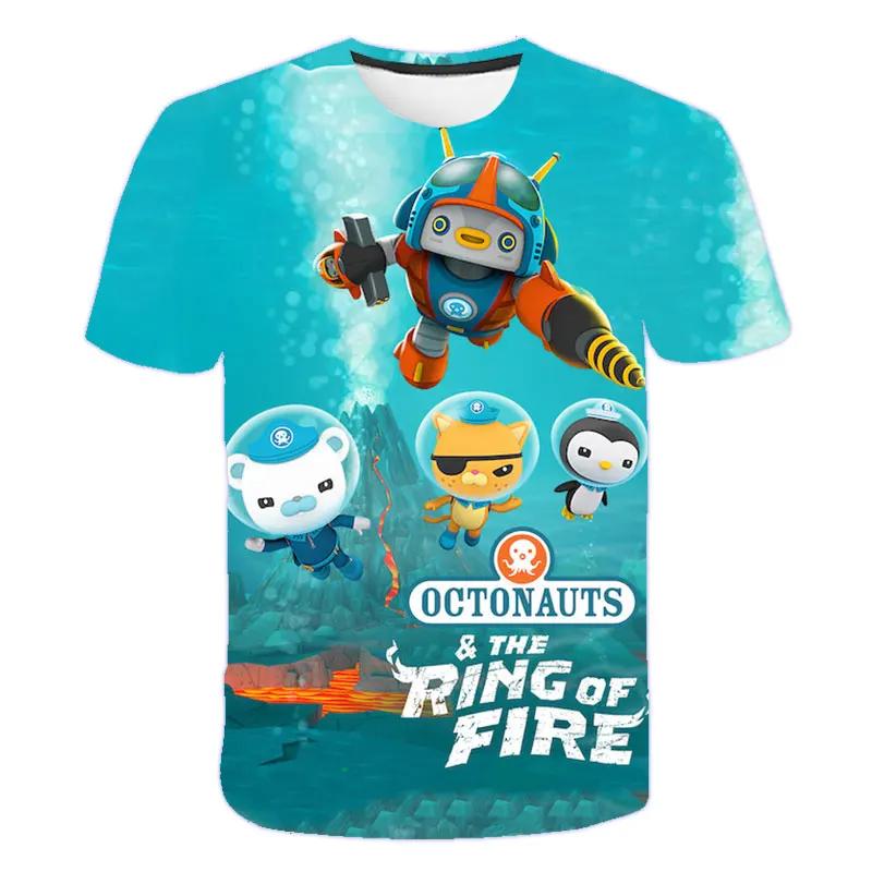 Kidss Fashion 3D The Octonauts Printed Short-Sleeved Tops For Boys Girls Summer Short-Sleeved High-Quality Children's Clothes
