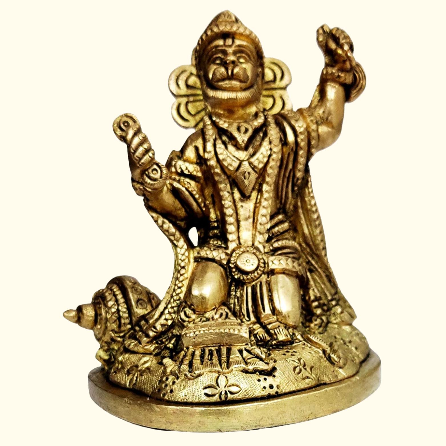 100% Pure Brass Idol Kirtan Hanuman Rare Collectible Statue Of Bajrang Bali