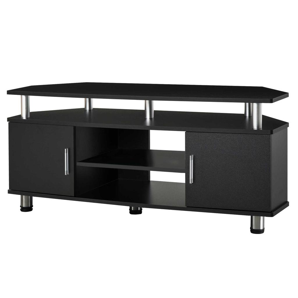 Mobile TV in Legno, Mobile TV, Panca TV per TV fino a 55 Pollici con Ampio Piano, Armadietti con Ante