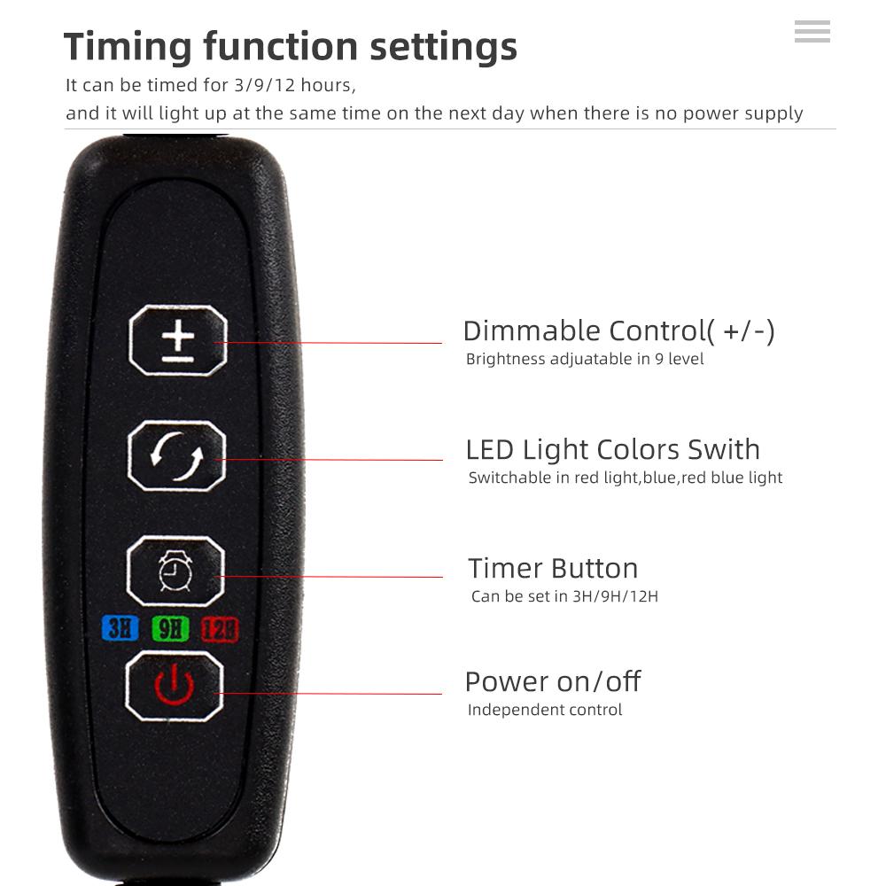 Vollspektrum LED Pflanzenwachstumslicht 3 Farben USB Wachstumslampe Topfpflanzen Blumensamen Anzuchtlampe mit Timing-Funktion