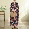 DIMANAF New 2026 Women Plus Size Summer Beach Long Dress Cotton Loose Oversize Casual Lady Maxi Vintage Print Sundress