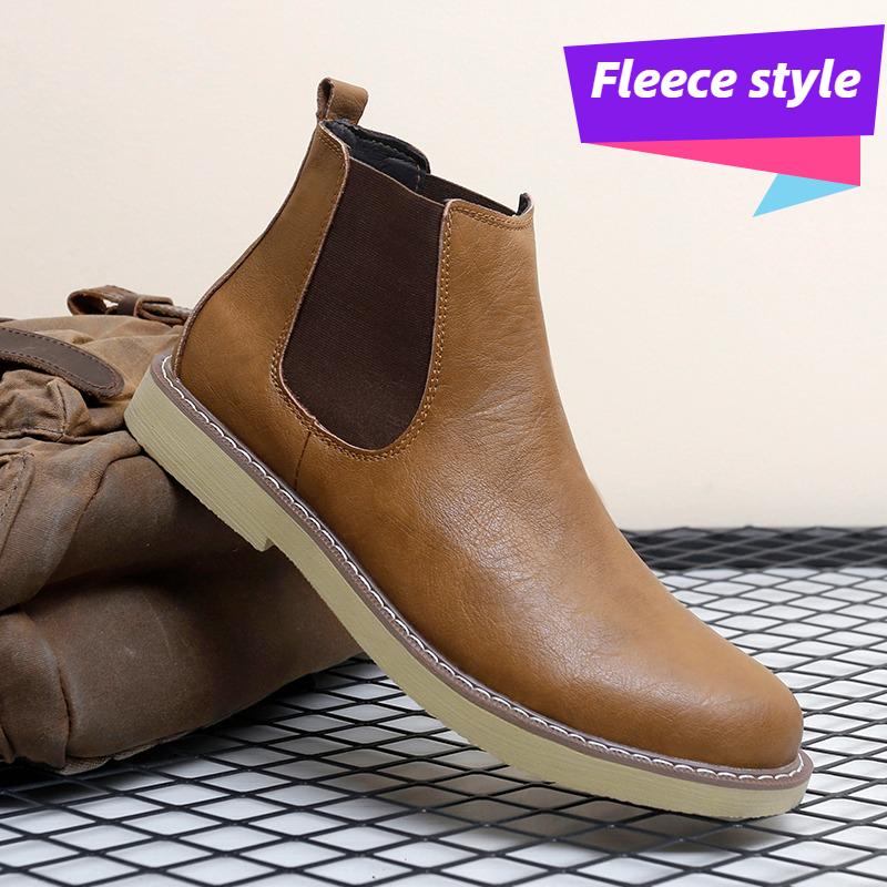 Men's Genuine Leather Chelsea Boots, High-quality Retro Casual Shoes, Comfortable Denim Boots, Street Winter Boots, Large Size48