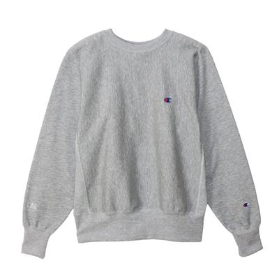 Hanorac lung cu guler rotund și logo inversat, gri argintiu [Champion], mânecă, gât, broderie, țesătură(R) Hanorac, REVERSEWEAV(R) C3-Y015