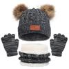 3PCS/set Kids Hat Scarf Gloves Set Baby Winter Warm Girls Boys Pompom Beanie Cap