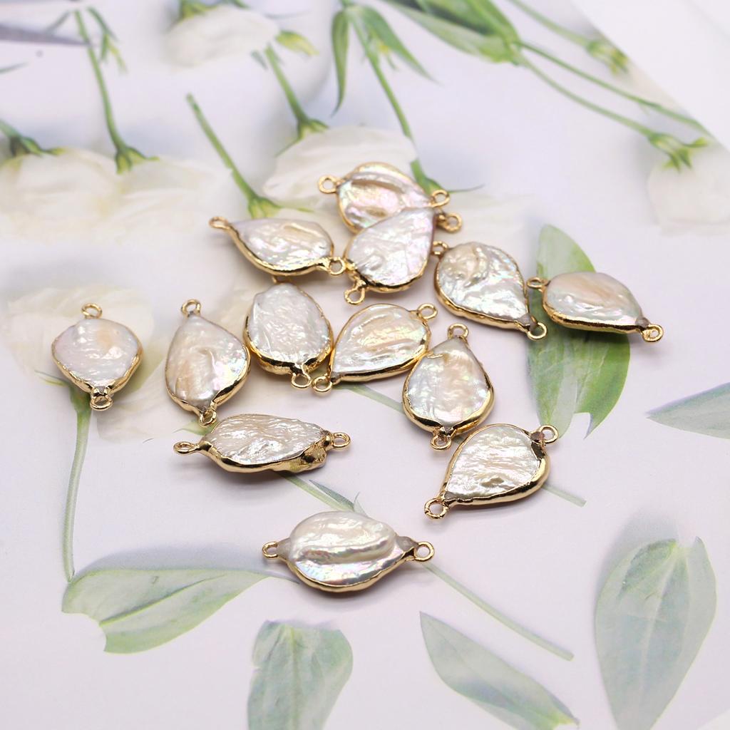 1Pc, Mini White Baroque Artificial Pearl Pendant Connectors for Jewelry Making DIY Birthday Party Valentine's Day New Year Crafts Women Men Gifts