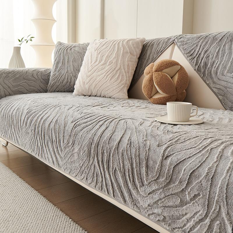 

Simple Light Luxury Sofa Cushion Autumn And Winter New Rabbit Plush Thickened Warm Non-Slip Seat Cushion Straight Row For Three People 70*70cm