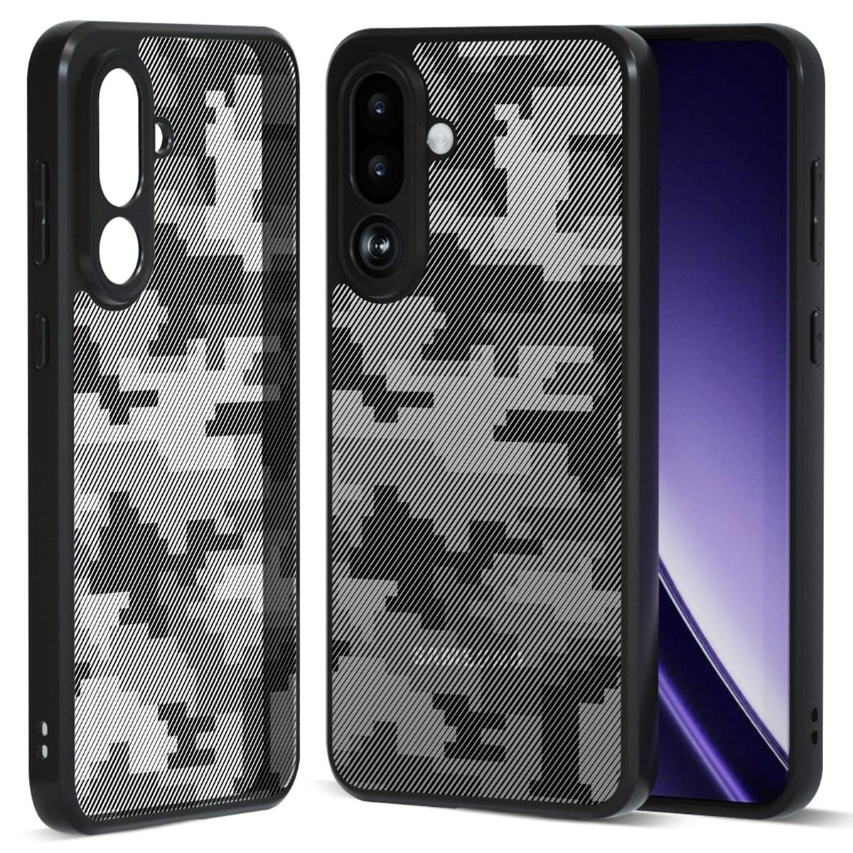 

IBMRS For Samsung Galaxy M36 5G/F36 5G Case Soft TPU Frame Hard PC Back Anti-Fall Phone Cover Grid Camouflage