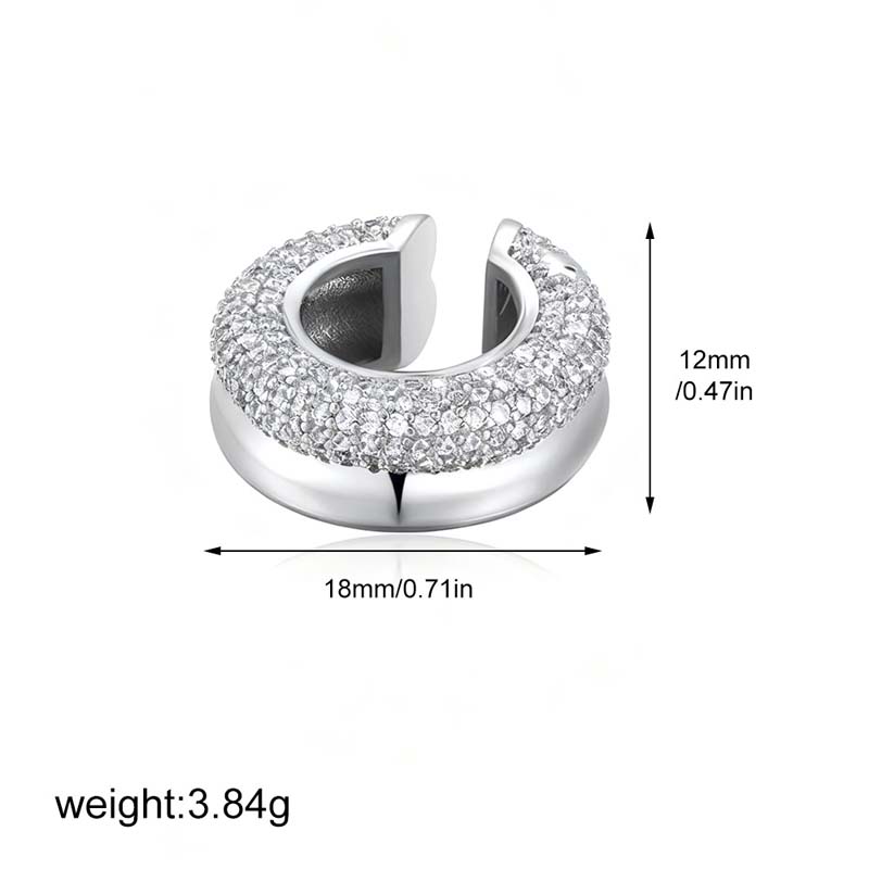 

1Pc Fashion Shiny Zircon Round Ear Clip for Women Stainless Steel Gold Color Double Layer No Piercing Cartilage Ear Cuff Zircon медный