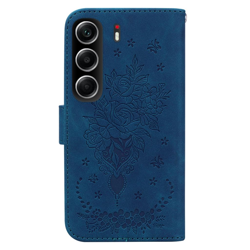 Pro TECNO Camon 40 4G Pouzdro Vzor motýla a květin PU kůže Peněženka Kryt na telefon s popruhem