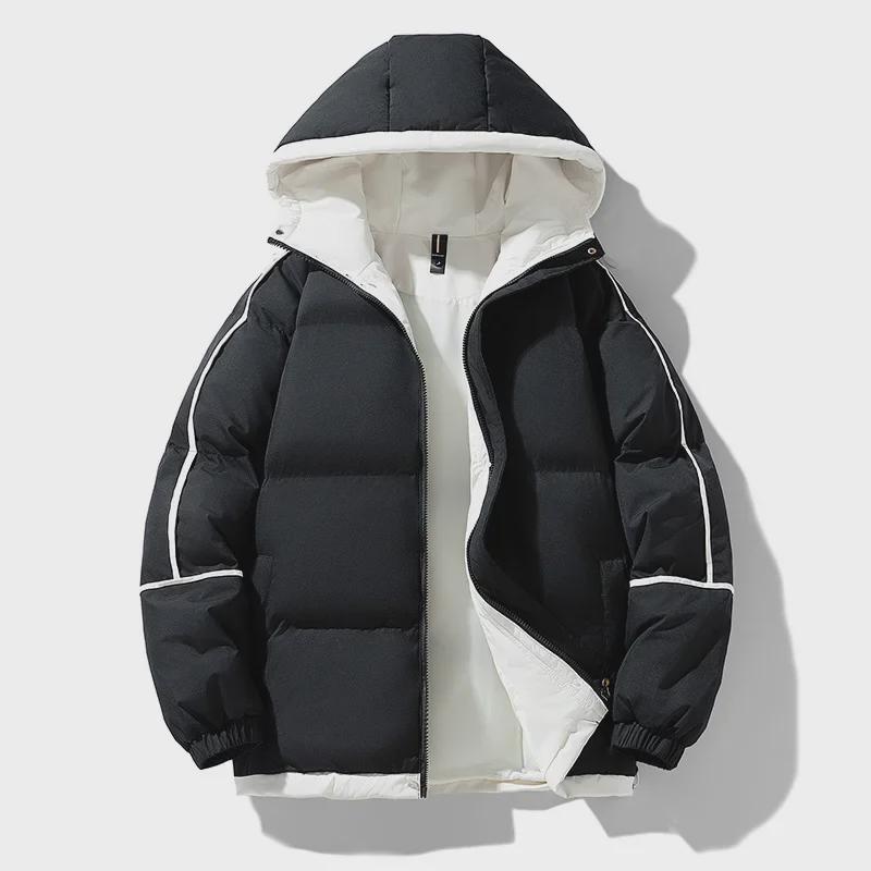 Men's Trendy Hooded Puffer Jacket - Winter Warmth & Loose Fit