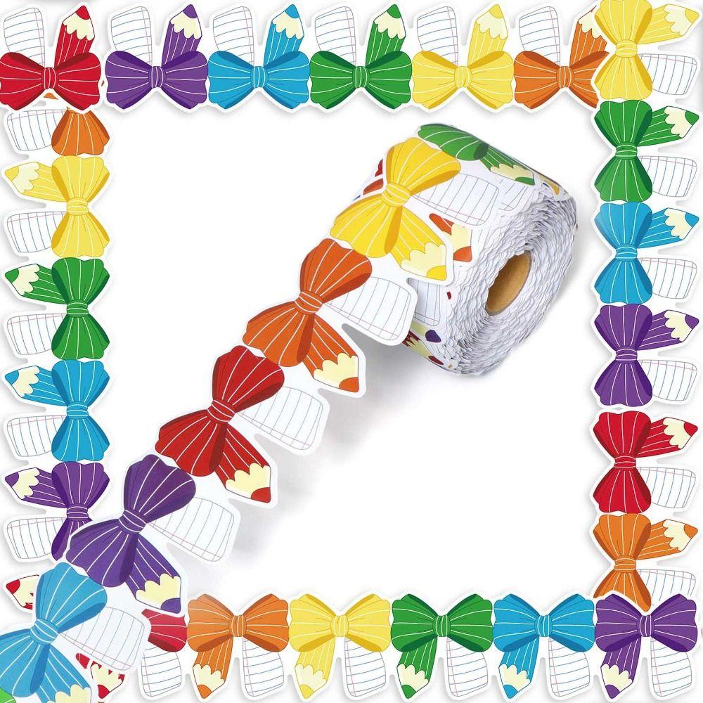 Self-Adhesive Bulletin Board Trim Colorful Bow Poster Border Stickers  for Classroom Decorations