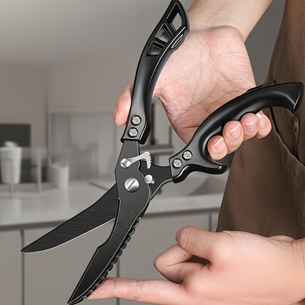Heavy-Duty Stainless Steel Bone-Cutting Shears with Sharp Serrated Edges & Ergonomic Handle - Large Kitchen Shears for Poultry