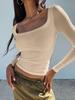T Shirt For Women Sweater Knit Long Sleeve With Ribbed Design For Streetwear Fashion