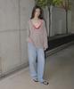 Mosyupamosyu Deep V-Neck Long Sleeve [Mocha]