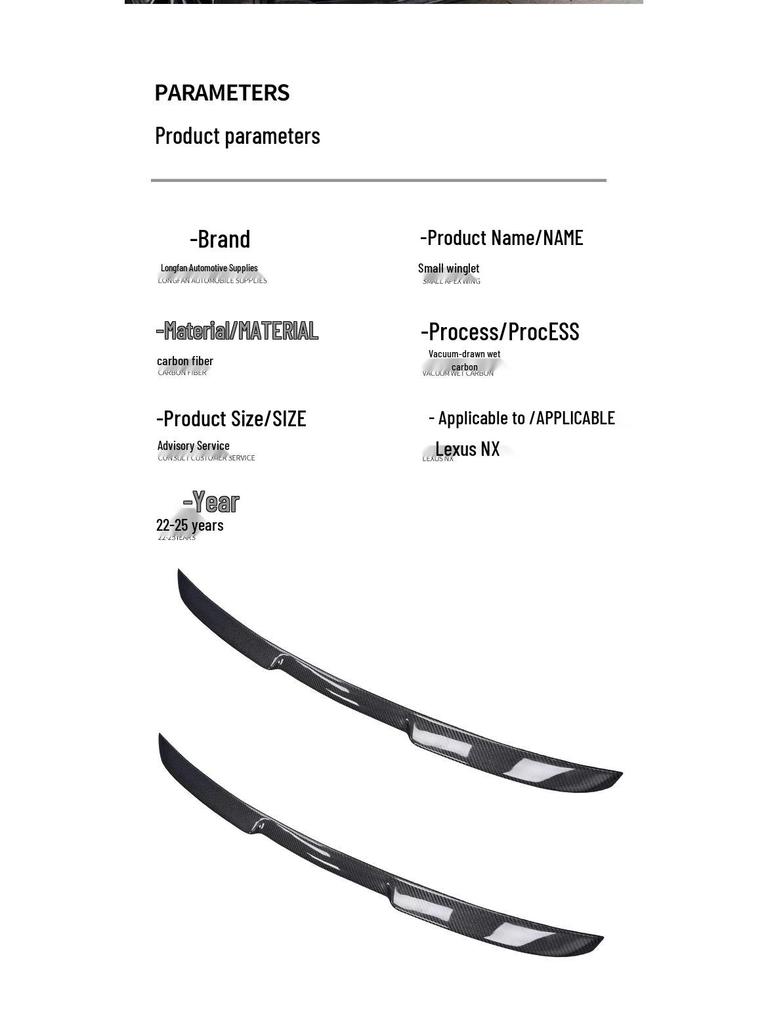 2022-2025 Lexus NX Rear Spoiler, Front Lip & Wind Deflector Kit