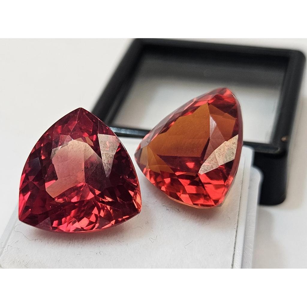 Trillion Cut Mexican Fire Opal 30-31 Ct Pair Beautiful Certified Loose Gemstone