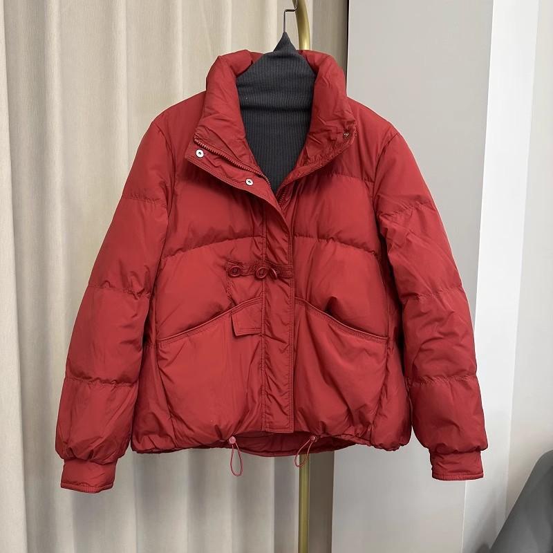 New three-button short down jacket for women's small people, versatile fashion, high-end stand-up collar warm jacket