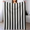 Coperta Plaid a Strisce Bianche e Nere Coperta Calda Decorativa per Soggiorno