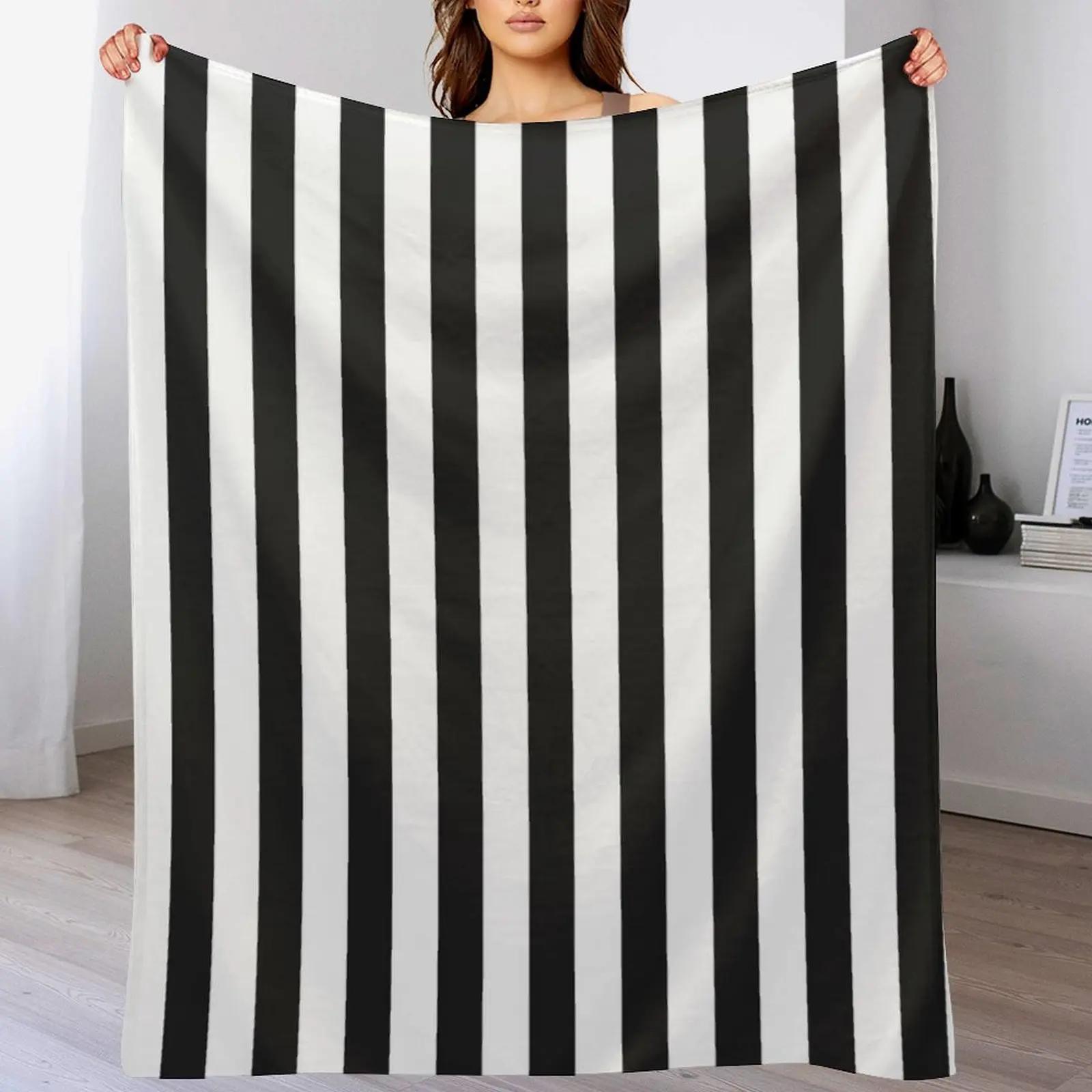 black white stripes Throw Blanket Warm Accent Blanket for Living Room Decoration 102x76cm(40x30in)