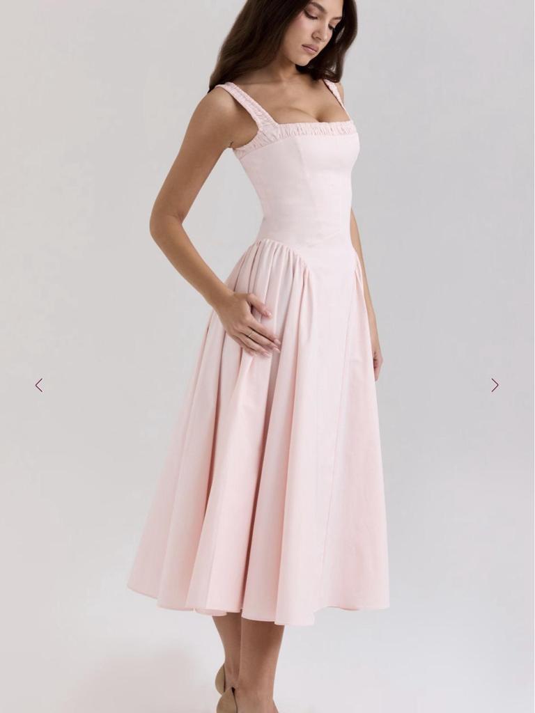 Retro Francuska Letnia Sukienka Elegancka Wyszczuplająca Talia