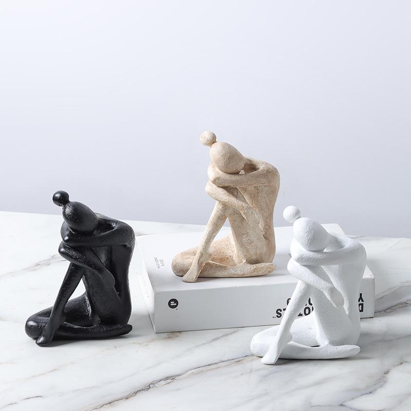 Nordische Wabi Sabi Harz Buchstütze Skulptur Kniende Figur Heimdeko Modern Minimalistisch