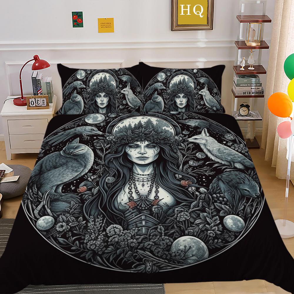 Beauty Skull Printed Bedspreads King Size Microfiber Bed Set Cover Teen Cool Design Comforter Cover Set