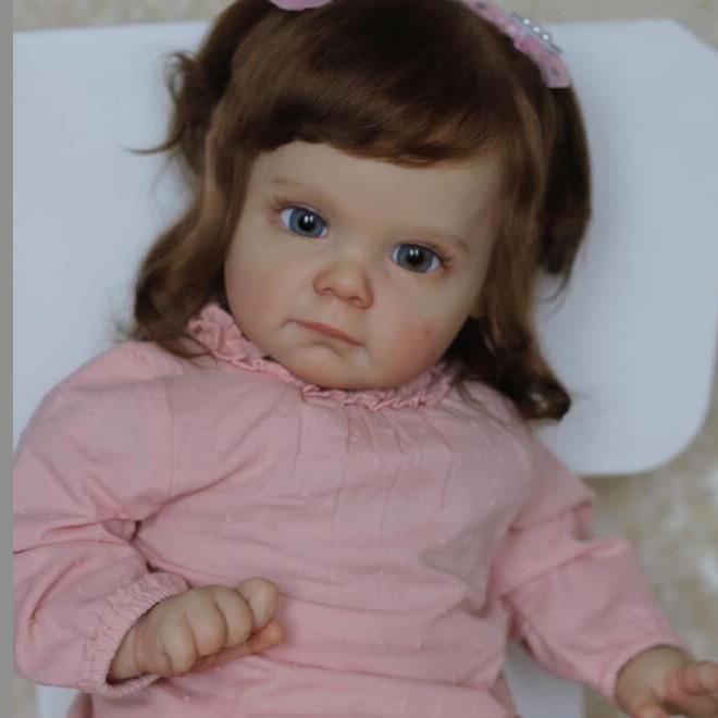 NPK Genuine Realistic Reborn Toddler Doll Maggi with 3D Color Painting 60 cm Cloth Body