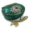 Turquoise Stone Mosaic Metal Bag Antique Ethnic Bridal Clutch Indian Purse Party Clutch Women Bag