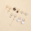 European & American Luxurious Heart & Star Flower Drop Earrings with Ear Cuffs