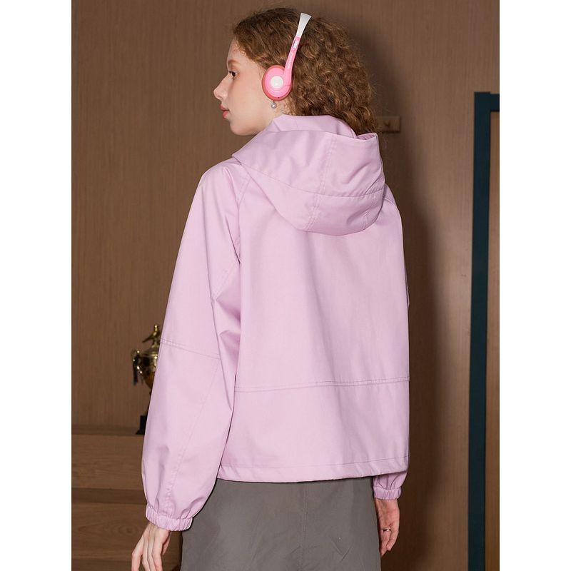 Coolhut Hooded Workwear Style Short Casual Loose 2026 Spring Women's Jacket Slimming Solid Color Drawstring