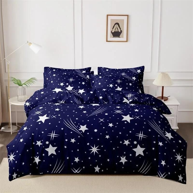 3pcs Printed Brushed Duvet Cover Pillowcase Three Piece Set High Quality Skin Friendly Fabric Bedding Cover (without Bed Sheet)