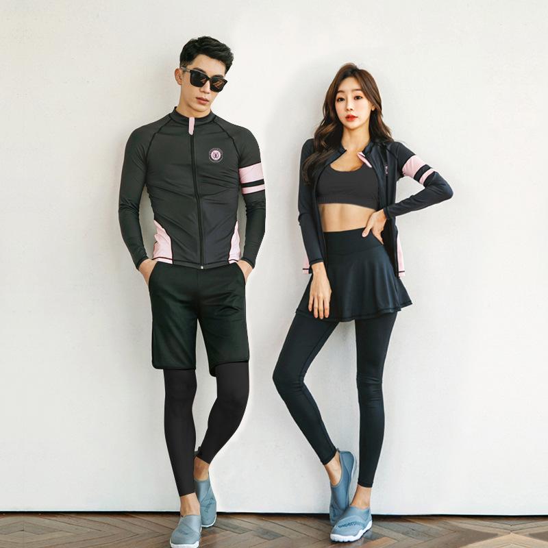 Korean Style Two-Piece Zippered Wetsuit: Men's & Women's Long Sleeve Sun Protection Jellyfish Suit with Long Pants