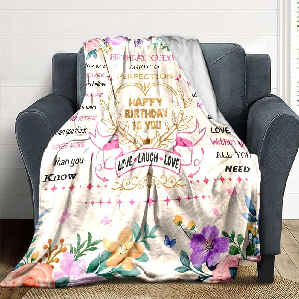 Happy Birthday Celebration Multi-purpose Blanket Comfortable ure Suitable for Sofa Couch Office Bed Seasons Universal Warmthful Friends Y32