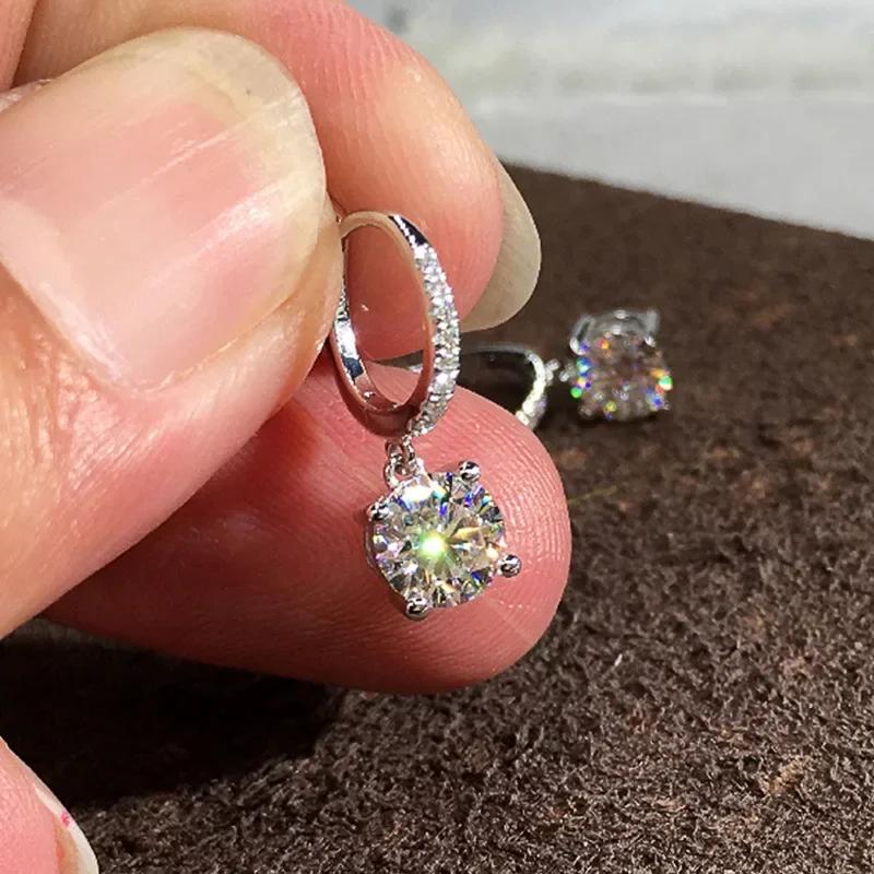 Engagement Mid Length Pendant Earrings Jewelry Elegant Shiny Mosan Diamond Beautiful Gift Milan Girl Fashion Accessories