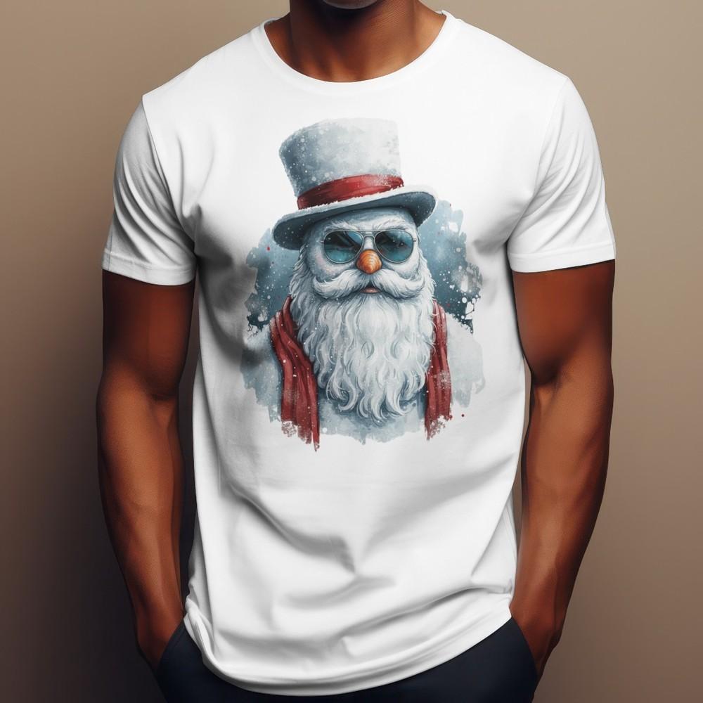 

Hipster Santa Snowman Portrait, Vintage Snowman With Top Hat and Scarf T-shirt 3XL