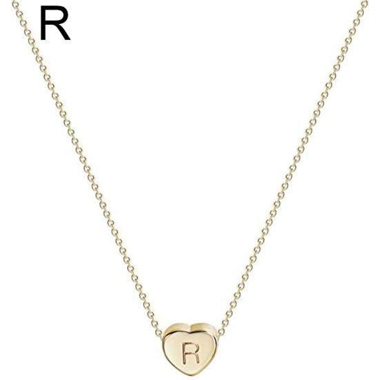 Fashion Women Letter Heart Pendant Titanium Steel Chain Necklace Jewelry Gift