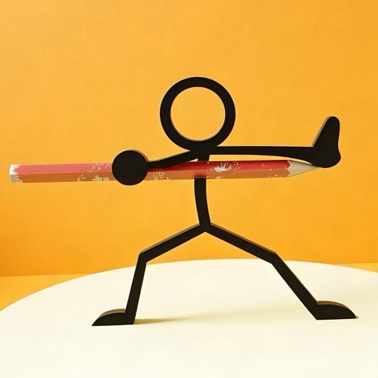 4Pcs 3D Printed Stickman Pen Holder Archer Sniper Swordsman Pencil Stand Home Office Desktop Decoration